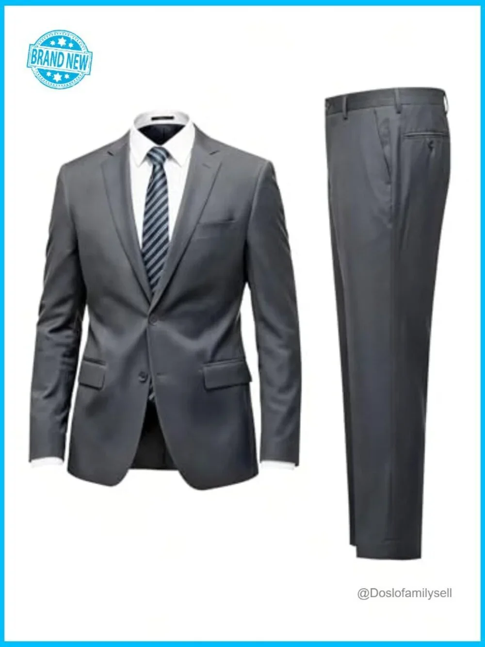 Classic Fit Two-Piece Suit Slim Tailored Blazer Pant Business Formal